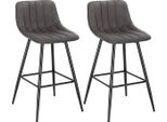 Set Di Sgabelli Da Bar – Grigio Scuro – Velluto – Stile Industriale – Con Schienale – Per Cucina E Bar – Set Di 2 Sgabelli Da Bar