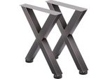 Gambe Per Tavoli Industriali 2 Pezzi - Metallo Nero - Forma A X - Per Impieghi Gravosi - Portata 1000 Kg