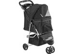 Passeggino Per Cani Happyment - Passeggino Per Cani E Gatti - Pieghevole - Portata 16 Kg - Telaio In Alluminio - Nero