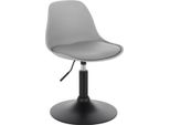 Happyment Mini Barstool Ziva - Grigio - Regolabile In Altezza - Sgabello Piccolo Con Seduta Rotonda - Sgabello Da Cucina - Sgabello Da Bar In Ecopelle - Altezza Seduta 37-49 Cm