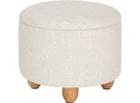 Sgabello Moderno Happyment - Crema - Poggiapiedi Con Contenitore - Sgabello Contenitore - Cassapanca Con Coperchio - 2In1