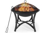 Happyment Cesto Da Fuoco Moderno Per Esterni - Focolare Deluxus - Con Parascintille - Metallo - 56 X 56 X 50 Cm