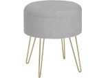 Sgabello Zaza - Con Spazio Di Archiviazione - Rotondo - Sgabello Con Spazio Di Archiviazione - Sgabello Contenitore - Scatola Di Seduta Con Coperchio - Grigio Chiaro - Teddy - 39X39X44 Cm