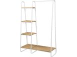 Appendiabiti Luxiqo Con Scarpiera - 4 Ripiani - 102 X 40 X 150 Cm - Metallo Bianco