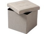 Sgabello Happyment Beige - Con Vano Portaoggetti - Sgabello Panca - Sgabello Contenitore - Contenitore Per Sedute Con Coperchio - Tessuto - 50X35X45 Cm