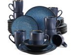 Set Di Stoviglie Happyment - 8 Persone - Porcellana - 32 Pezzi - Servizio Da Tavola - Blu