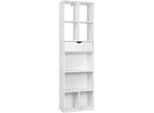 Happyment Libreria A Giorno Gerry - 9 Scomparti, 1 Cassetto - Bianco - Libreria - Soggiorno, Camera Da Letto, Camera Dei Bambini - Legno - 50 X 24 X 168 Cm