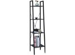 Happyment Foila - Libreria A 4 Livelli - Nero - Aspetto Marmo - Leggio - Soggiorno, Camera Da Letto E Camera Dei Bambini - Legno - 34 X 35 X 148 Cm