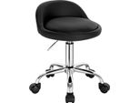 Happyment Sgabello - Su Rotelle - Nero - Sgabello A Sella - Sgabello Per Parrucchieri - Sgabello Girevole Tabouret - Senza Schienale - Ergonomico -