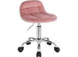 Happyment Sgabello Girevole Moderno - Con Schienale Su Rotelle - Sgabello Per Parrucchieri - Rosa - Sgabello A Sella - Sgabello Da Lavoro Tabouret - Ergonomico