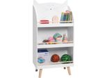 Happyment® Scaffale Per Bambini - Scaffale Per Giocattoli E Libri - Bianco - Camera Dei Bambini - Contenitore - Legno - 60X29X121 Cm