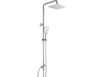 Sistema Doccia Happyment - Doccia A Pioggia E Doccetta - 3 Modalità Di Getto - Cascata - Funzione Massaggio - Set Doccia Con Miscelatore Termostatico - Acciaio Inox - Argento