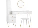 Happyment Tavolo Da Trucco Diva - Con Specchio E Sgabello - Bianco - Per Bambini E Adulti - Tavolo Da Trucco