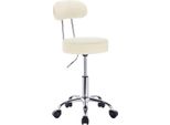 Happyment® Sgabello Ergonomico Con Schienale - Regolabile In Altezza - Su Rotelle - Sgabello A Sella - Sedia Da Ufficio - Crema
