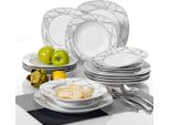 Happyment Set Di Stoviglie - 6 Persone - Porcellana - 18 Pezzi - Servizio Da Tavola Per 6 Persone - Bianco