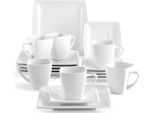 Happyment Set Di Stoviglie Deluxe - 6 Persone - Porcellana - 18 Pezzi - Servizio Da Pranzo Per 6 Persone - Bianco