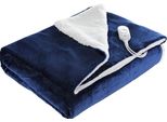 Coperta Elettrica Happyment - Pile Corallo - 180 X 130 Cm - 6 Impostazioni Di Calore - Controllo Digitale - Protezione Contro Il Surriscaldamento - Lavabile In Lavatrice - Blu/Viola - Per 1 A 2 Persone