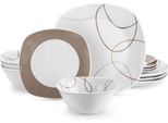 Set Da Portata Celestia - 12 Pezzi - 4 Persone - Piatti Da Pranzo, Piatti Fondi E Piatti Da Colazione - Bianco - Ceramica