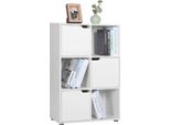 Libreria Happyment Nida - 6 Scomparti - Bianco - 3 Ante - Libreria - Soggiorno, Camera Da Letto E Camera Dei Bambini - Legno - 59,7 X 29,7 X 91 Cm
