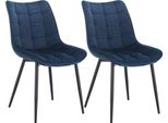 Sedie Da Pranzo - Velluto - Stile Sedia Kuip - Set Di 2 - Blu - Moderno E Industriale - Imbottitura Confortevole