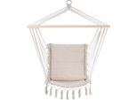 Detex Sedia Sospesa Giardino 150Kg Traspirante Poltrona Pensile Cotone Intrecciato Esterno Crema