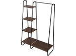 Appendiabiti Happyment Doda - Con Ripiani - 5 Ripiani - Portascarpe E Appendiabiti - Marrone Moderno - Legno E Acciaio