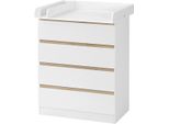 Happyment Cassettiera Diva - Fasciatoio Per Bambini - Cassettiera A 4 Cassetti - Fasciatoio Per Cameretta - Fasciatoio - Bianco