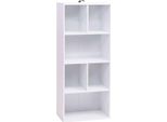 Happyment Zita Libreria A Giorno - 6 Scomparti - Bianco - Libreria - Soggiorno, Camera Da Letto E Camera Dei Bambini - Legno - 50 X 30 X 118 Cm