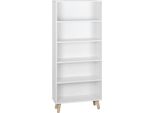 Happyment Libreria Industriale - 4 Livelli - Sui Piedi - Bianco - Libreria - Soggiorno, Camera Da Letto E Camera Dei Bambini - Legno - 60 X 24 X 144 Cm