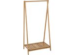 Happyment Appendiabiti Fery Con Ripiano - Organizzatore Guardaroba - Scarpiera - Scaffale Guardaroba - Camera Da Letto - Armadio Legno - Marrone