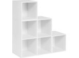 Happyment Zaza Libreria A Giorno - 6 Scomparti - Bianco - Libreria - Soggiorno, Camera Da Letto, Camera Dei Bambini - Mdf - 90 X 30 X 90 Cm