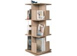 Happyment Libreria Girevole Moderna - 3 Livelli - Quercia - Legno - Libreria - Porta Libri - 39 X 39 X 97 Cm