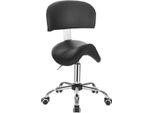 Happyment Sgabello Ergonomico Diva - Con Schienale - Regolabile In Altezza - Con Rotelle - Sgabello Da Bar / Sedia Da Lavoro - Similcuoio - Nero