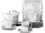 Set Di Stoviglie Happyment - 6 Persone - Porcellana - 18 Pezzi - Servizio Da Tavola - Design In Marmo