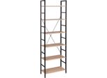Libreria Bolt Edge - 6 Piani - Nero/Rovere - Industriale - 60X28X180 Cm - Legno/Metallo