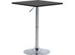Happyment Tavolo Bar Quadrato Sheffield - Regolabile In Altezza - Per Uso Interno - Cucina - Legno E Metallo - Nero - 60X60X68-88 Cm