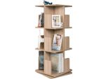 Happyment Fermalibri Girevole Deluxe - 3 Livelli - Libreria - Soggiorno E Camera Da Letto - Mdf - 39X39X128 Cm