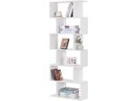 Happyment Libreria A Giorno Daggo - 6 Scomparti - Bianco - Libreria - Soggiorno, Camera Da Letto, Cameretta Dei Bambini - Legno - 60 X 23,5 X 160 Cm