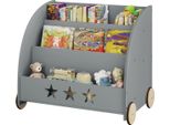 Armadio Happyment Jiri - Per Bambini - Grigio - Libreria - Scaffale Per Giocattoli - Camera Dei Bambini - Mdf