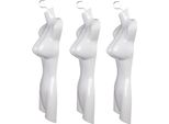 Set Di 3 Busti Femminili - Torso Da Donna In Plastica Da 70 Cm - Busto In Plastica Di Colore Bianco - Mezzo Corpo Da Donna In Plastica - Figura Di Manichino - Manichino Da Esposizione Con Ganci