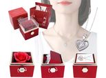 Rosa Eterna In Scatola Girevole Confezione Regalo Di San Valentino + Collana