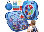 Gioco Di Abilità 3 In 1 Con Borsa Blu Per Il Lancio Delle Palline