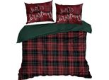 Eurofirany | Biancheria Da Letto Natalizia - Set Letto - Copripiumino 220 X 200 Cm - Cotone - 2X Federa 80 X 70 Cm - Fantasia A Quadri