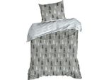 Eurofirany | Biancheria Da Letto Natalizia - Copripiumino 140 X 200 Cm - 2X Federa 80 X 70 Cm - Cotone - Bianco Grigio - Set Da Letto