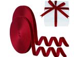 2X Nastro Di Velluto, Nastro Di Raso Largo 1 Cm, Nastro Di Raso Monofacciale Da 10 M, Ideale Per Alberi Di Natale, Confezioni Regalo, Bouquet E Decorazioni Per Matrimoni