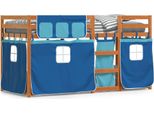 Vidaxl Letto A Castello Con Tende Blu 90X200 Cm In Legno Di Pino Massiccio
