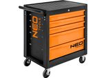 Neo Tools Carrello Da Officina 5 Scomparti - Cassetti Con Cuscinetti A Sfera - Chiusura Centralizzata - Tappetino Antiscivolo - Ruote Piroettanti - Con Freno Di Stazionamento - Mobile