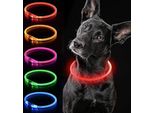 Collare Luminoso Per Cani, Usb Ricaricabile Impermeabile Regolabile In Lunghezza, Collare Di Sicurezza Per Cani E Gatti, 3 Modalità, Rosso