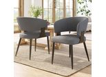 Sweiko Flanella Di Alta Qualità (2 Pezzi) Sedia Da Pranzo Sedia Da Trucco Tavolino Da Toilette Sedia Ergonomica Sedia Leggera Schienale Curvo, Beige/Grigio