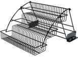 Organizer Per Armadio Da Cucina - Ripiano Ribaltabile Per Spezie A 3 Livelli - Scaffale In Metallo - Per Armadio - Salvaspazio - Nero